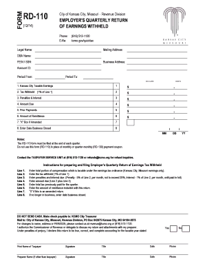 Kansas City Employer's Quarterly Return