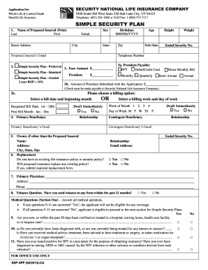 Simple Security Plan Life Insurance Application