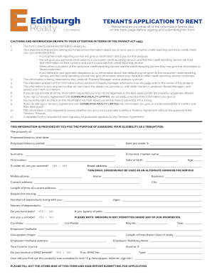 Tenants Application to Rent