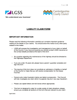 UK Council Liability Claim Form