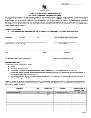 2017-2018 Independent Verification Worksheet