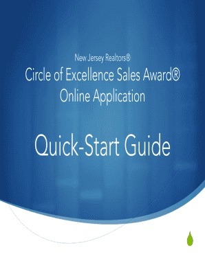 New Jersey Realtors Circle of Excellence Sales Award Application