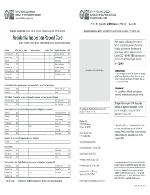Residential Inspection Record Card