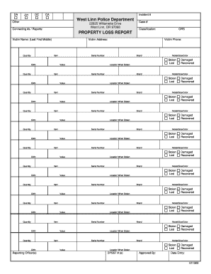 Oregon Property Loss Report