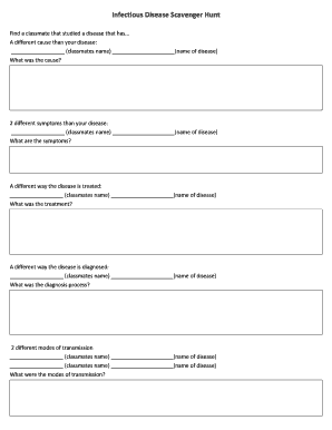 Infectious Disease Scavenger Hunt Form