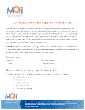 Malnutrition Knowledge and Awareness Test