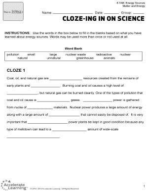 Energy Sources Worksheet
