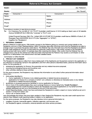 Referral & Privacy Act Consent Form