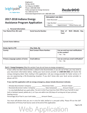 2017-2018 Indiana Energy Assistance Program Application