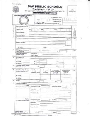 DAV Public School Admission Form