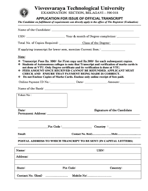 Official Transcript Application Form