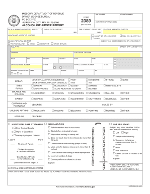 Missouri Alcohol Influence Report