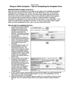 OSHA Construction Complaint Form