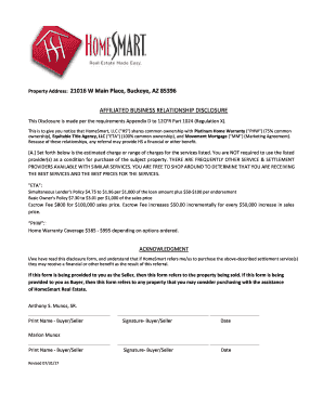Affiliated Business Relationship Disclosure