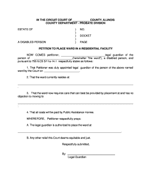 Petition to Place Ward in a Residential Facility