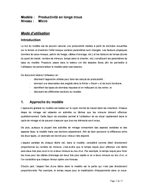 Modèle : Productivité en longs trous