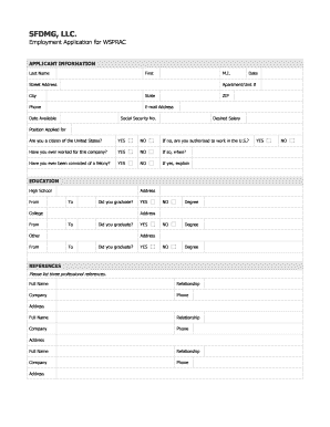 Employment Application for WSPRAC