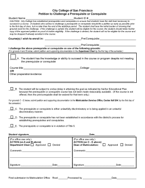 Petition to Challenge a Prerequisite or Corequisite