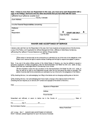 Waiver and Acceptance of Service