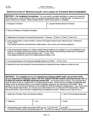 FMLA Certification of Serious Injury or Illness of Covered Servicemember