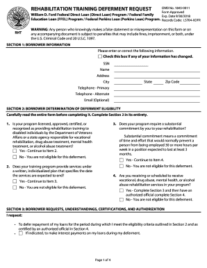 Rehabilitation Training Deferment Request Form