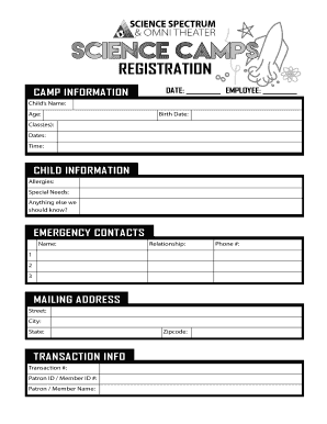 Summer Camp Registration Form