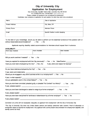 City of University City Employment Application