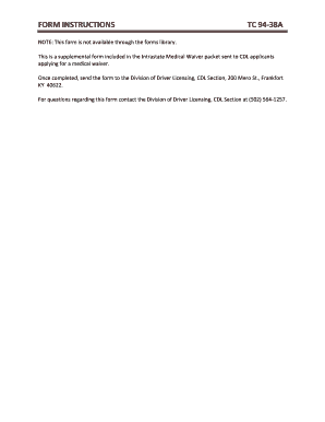 Intrastate Medical Waiver Supplemental Form