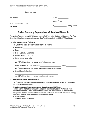 Order Granting Expunction of Criminal Records