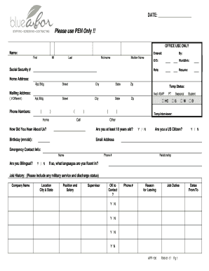 Employment Application Form