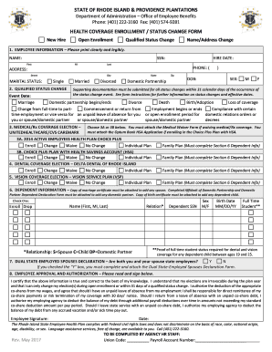 Rhode Island Health Coverage Enrollment Form