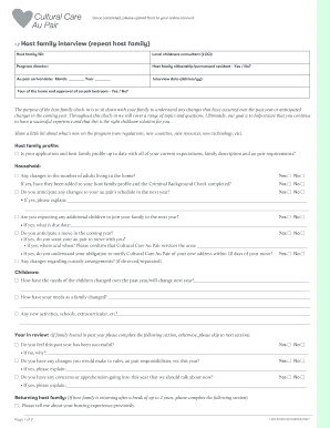 Host Family Check-In Form