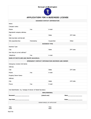 Application for Business License