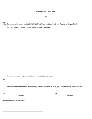 Maryland Articles of Amendment