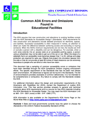 Common ADA Errors and Omissions
