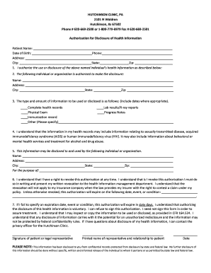 Authorization for Disclosure of Health Information