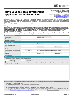 Gold Coast Development Application Submission Form
