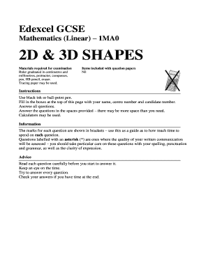 Edexcel GCSE Mathematics 2D & 3D Shapes Exam