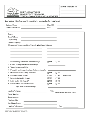 Maryland Verification of Living Arrangements