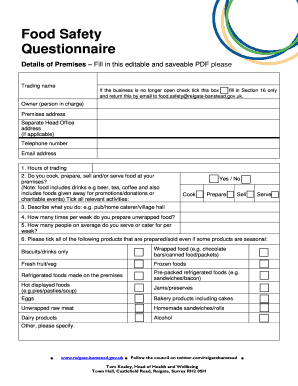 Food Safety Questionnaire