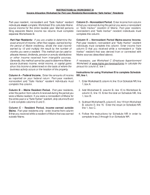 Maine Income Allocation Worksheet B