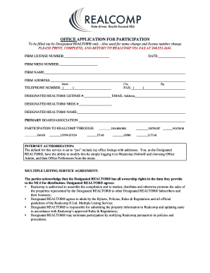 Realcomp Office Application for Participation