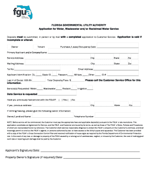 Florida Water Service Application
