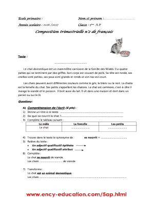 Composition trimestrielle n°2 de français