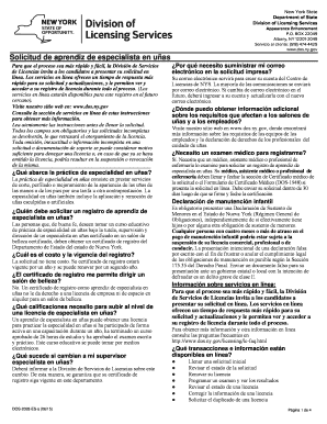 Solicitud de aprendiz de especialista en uñas