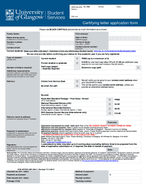 University of Glasgow Certifying Letter Application Form