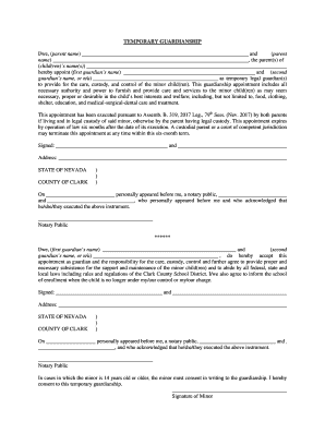 Temporary Guardianship Agreement
