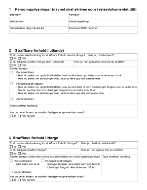 Norwegian Criminal Record Declaration Form