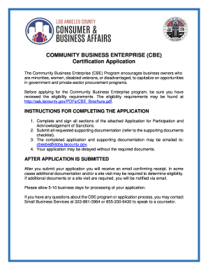 Community Business Enterprise Certification Application