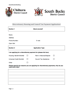 Discretionary Housing and Council Tax Payment Application